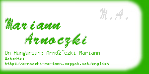 mariann arnoczki business card